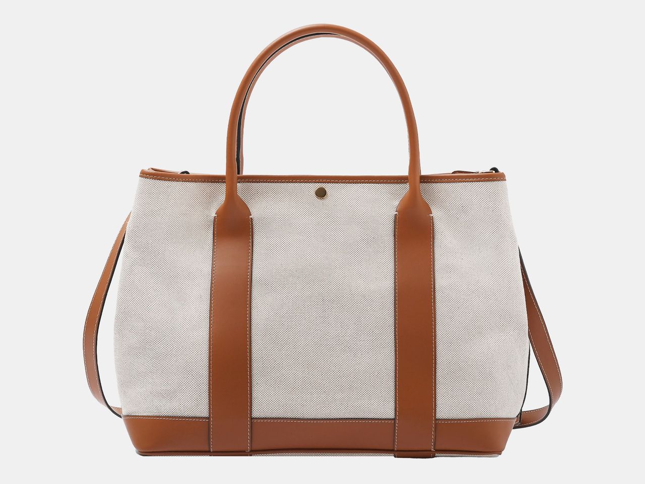 white and tan bag