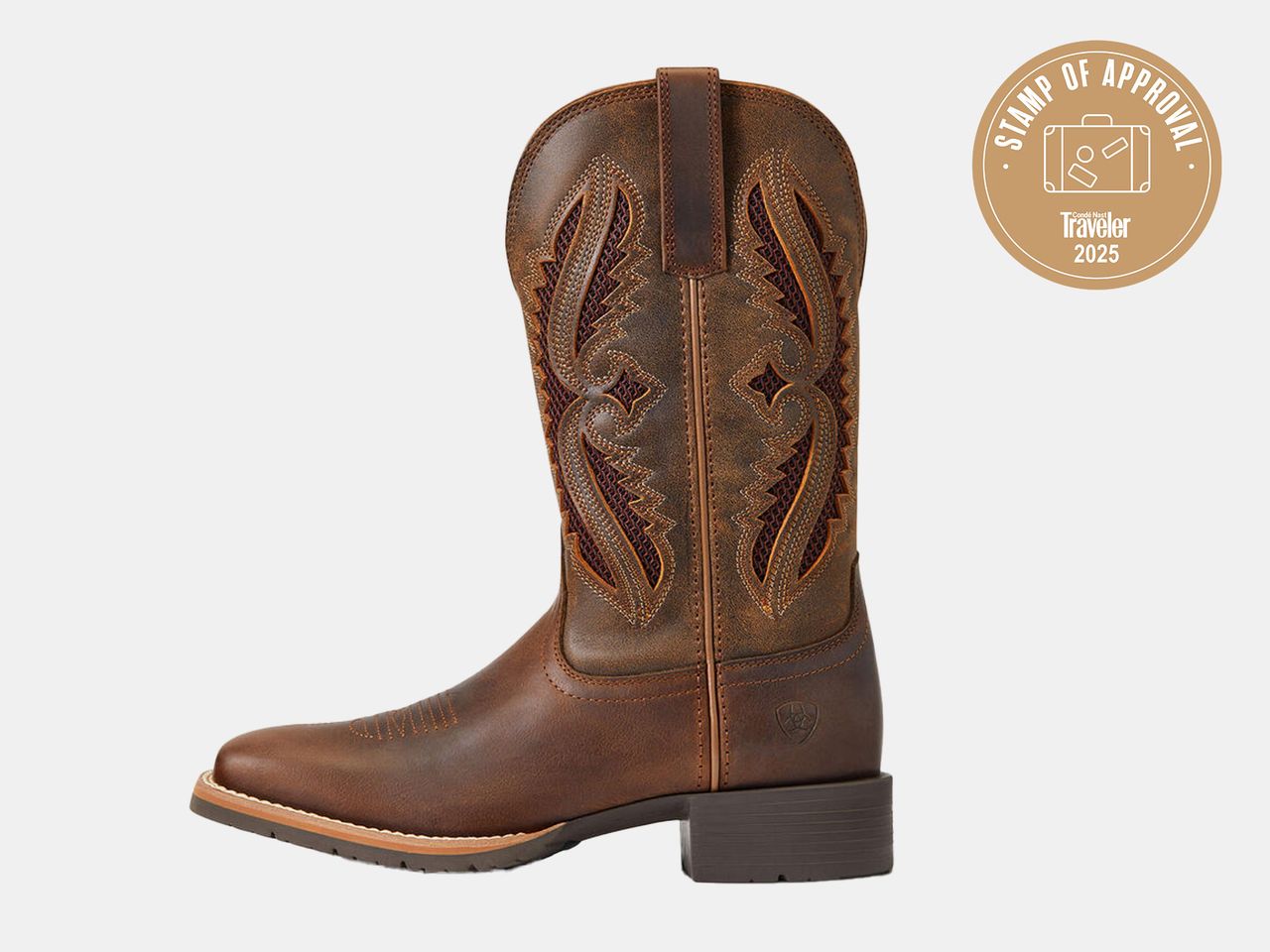 brown western style boot