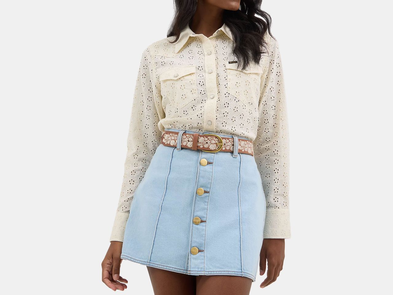 model wearing white shirt