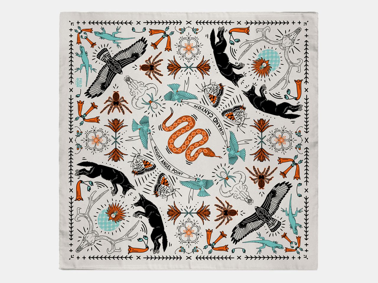 white scarf with graphics