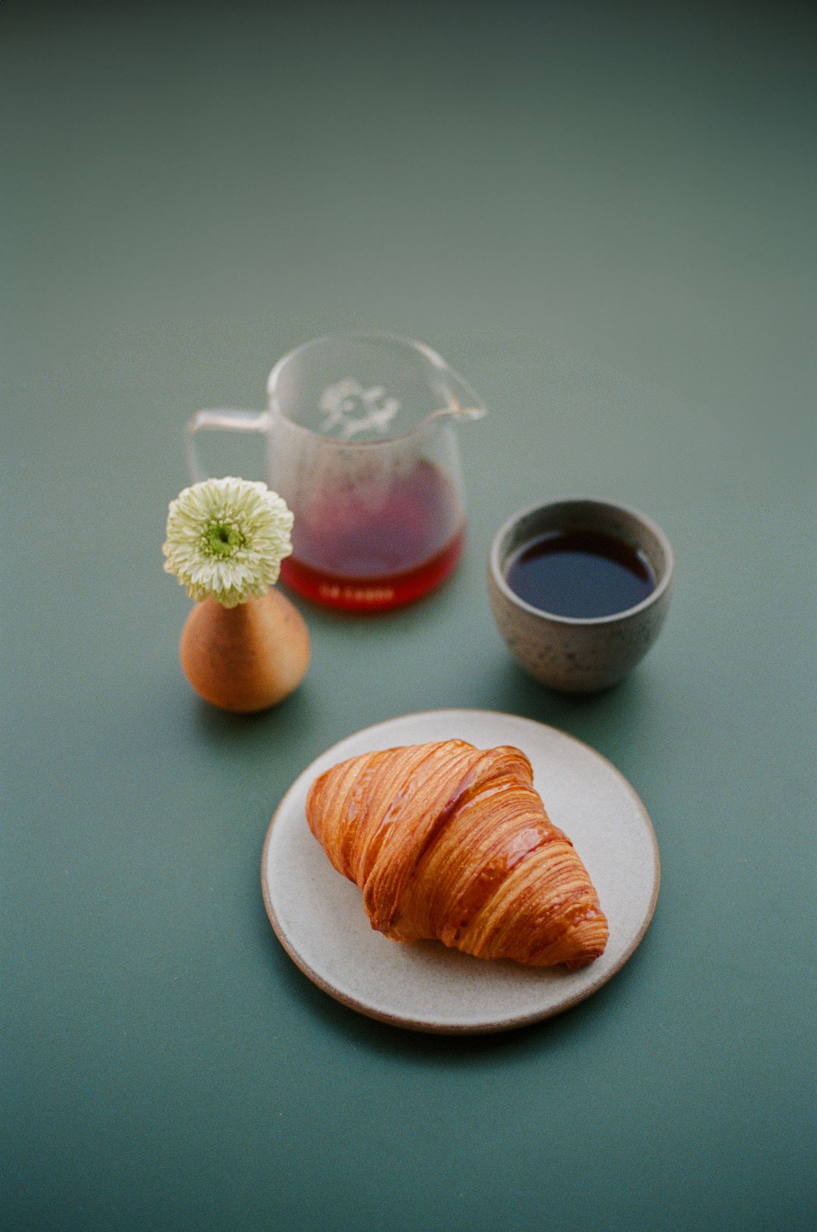 Image may contain Plate Cup Croissant Food and Bread