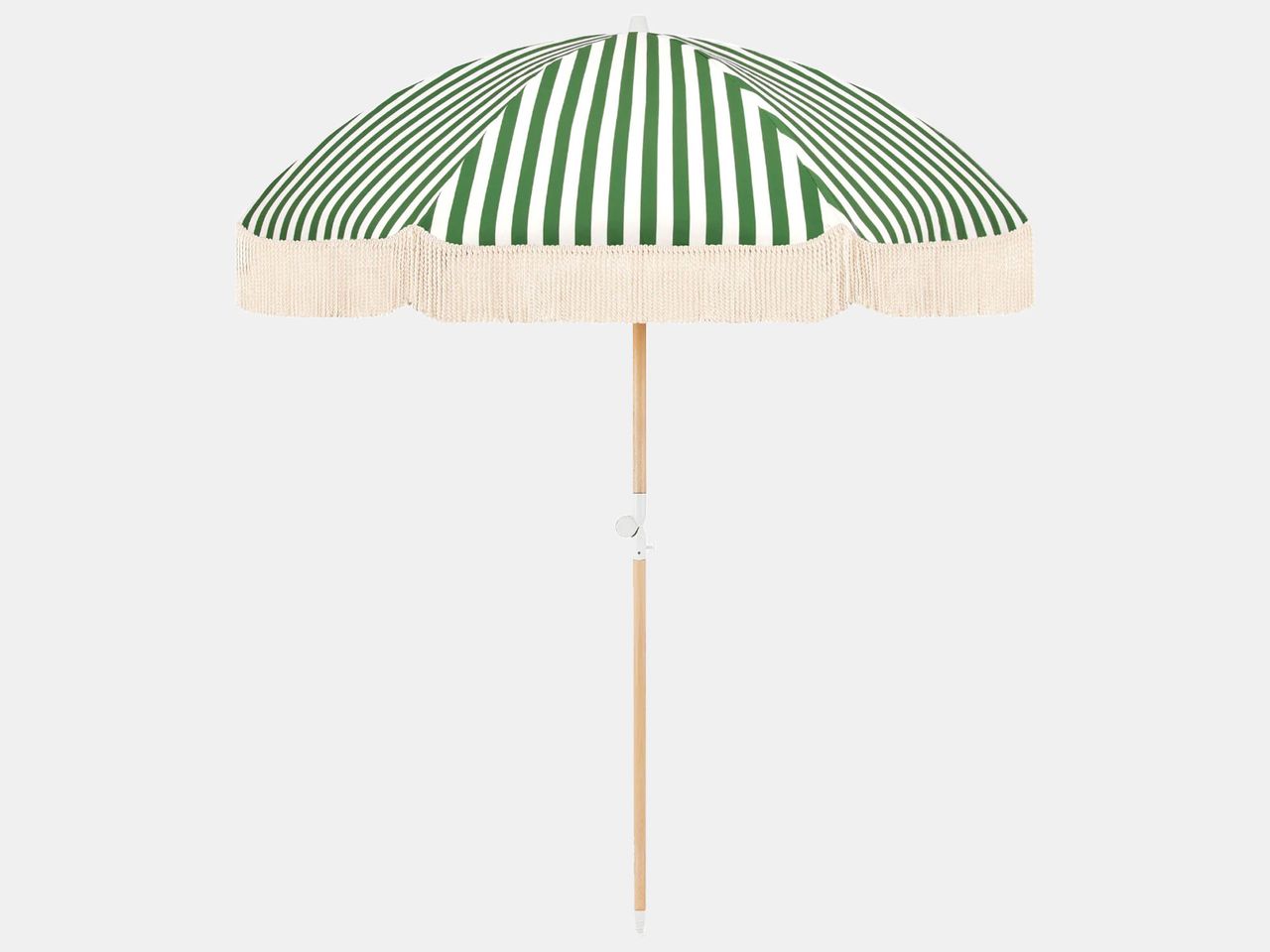 Green and white striped umbrella
