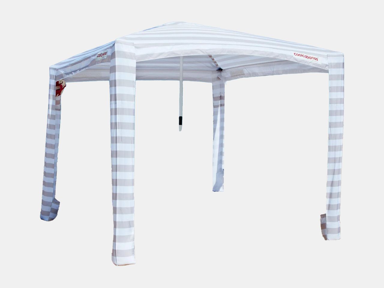 striped, four legged umbrella