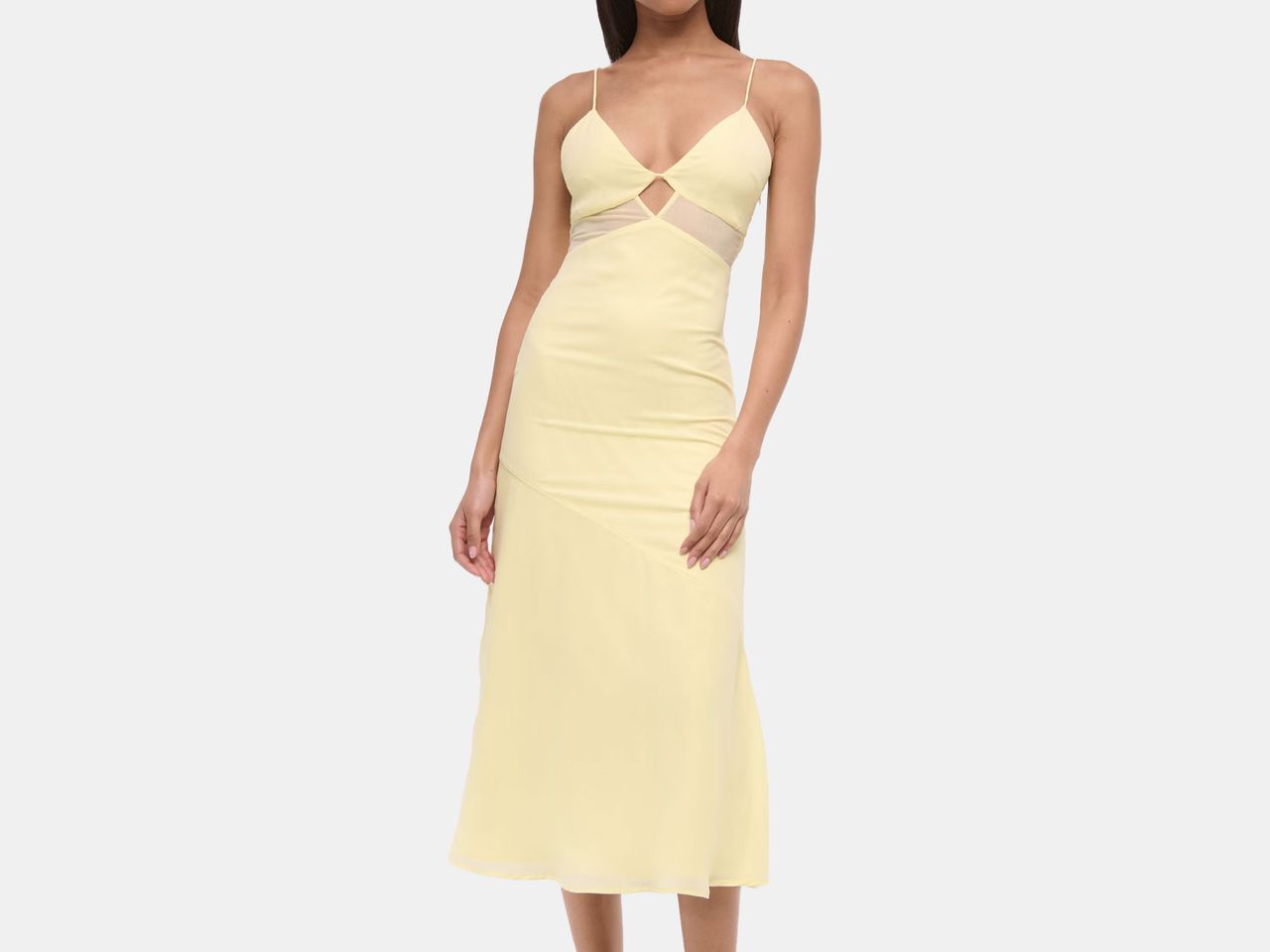 model in yellow dress