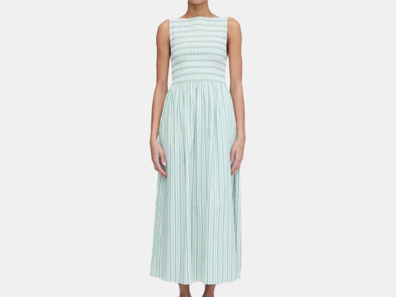 model in green dress