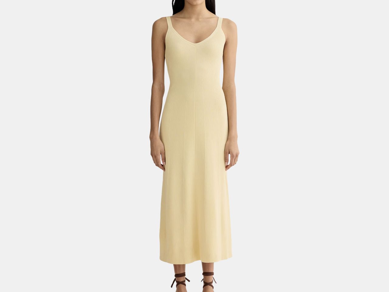 model in yellow dress