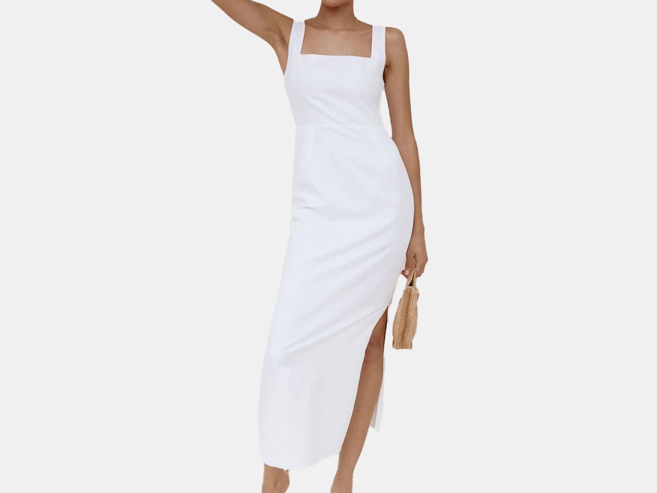 model in white dress