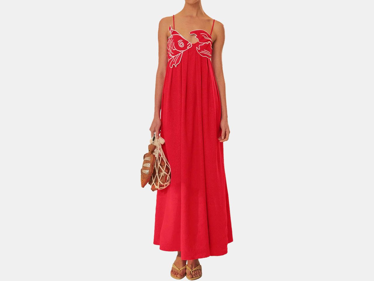 model in red dress