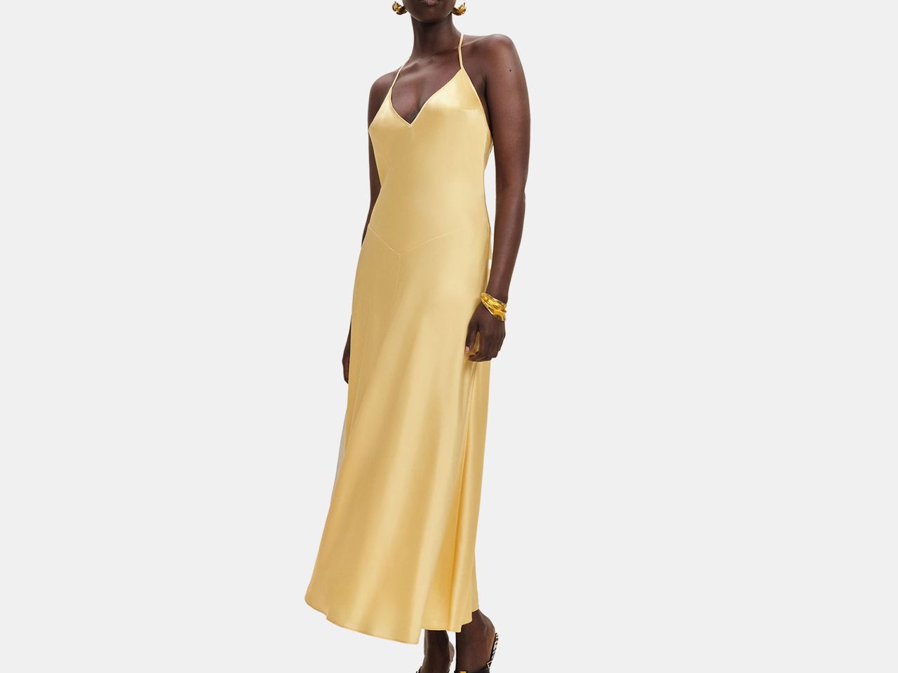 model in yellow dress