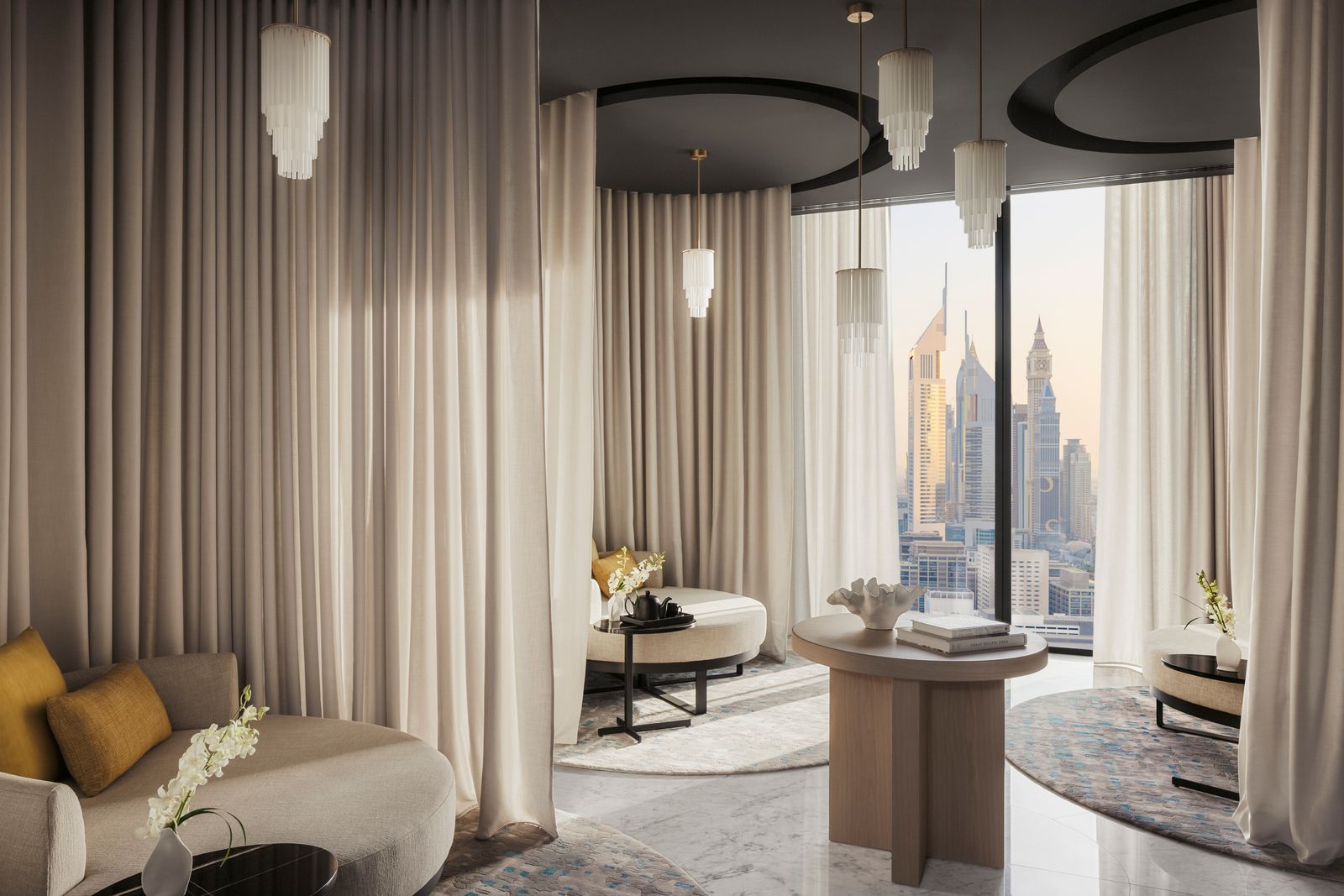 Image may contain Indoors Interior Design Home Decor Couch Furniture Lamp Desk Table Architecture and Building