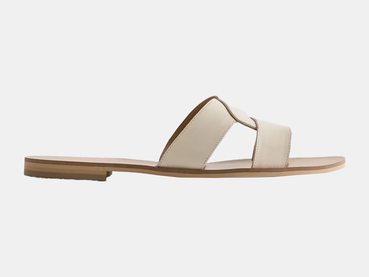 white leather strapped sandal
