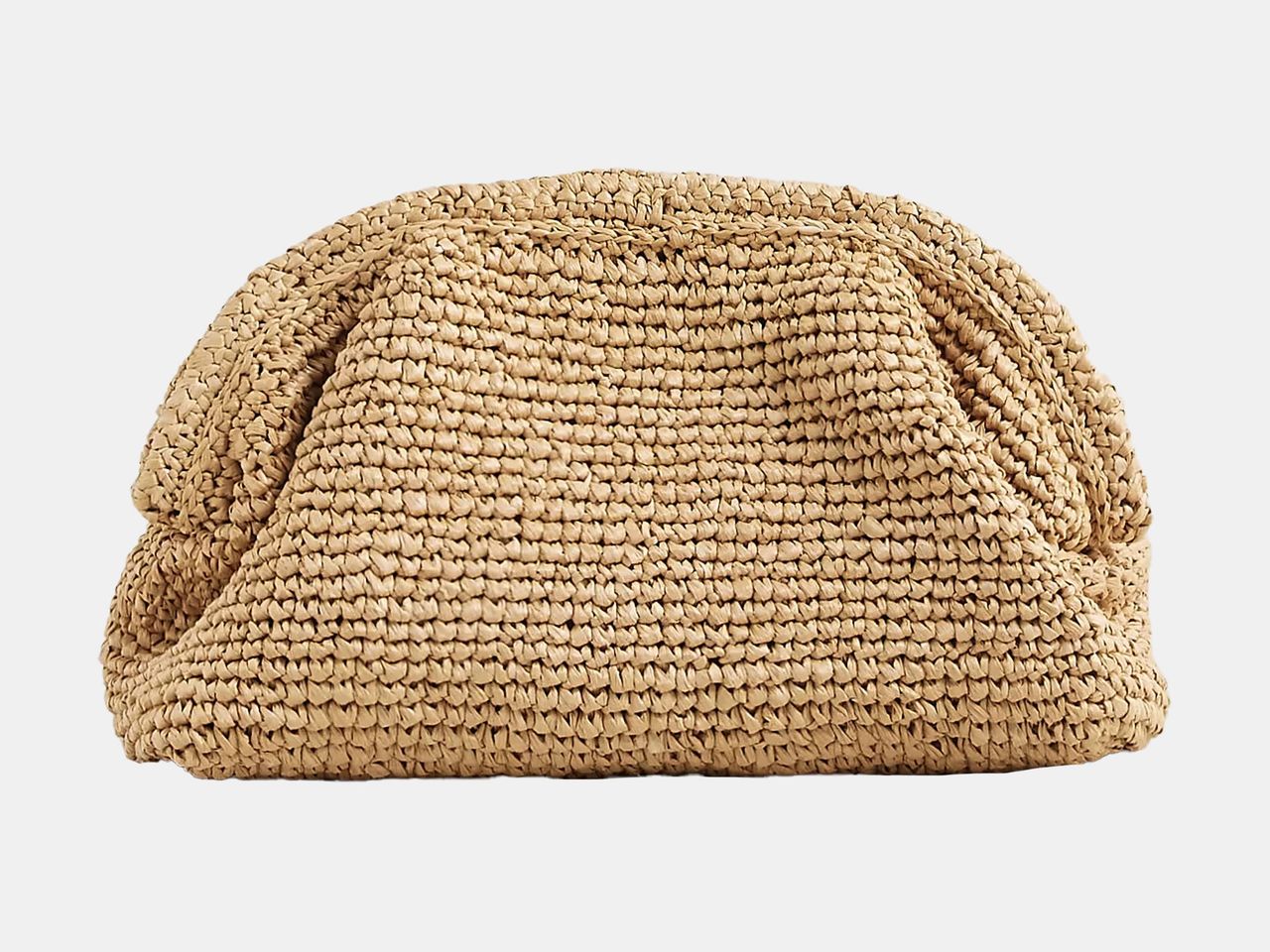 tan hand knotted clutch