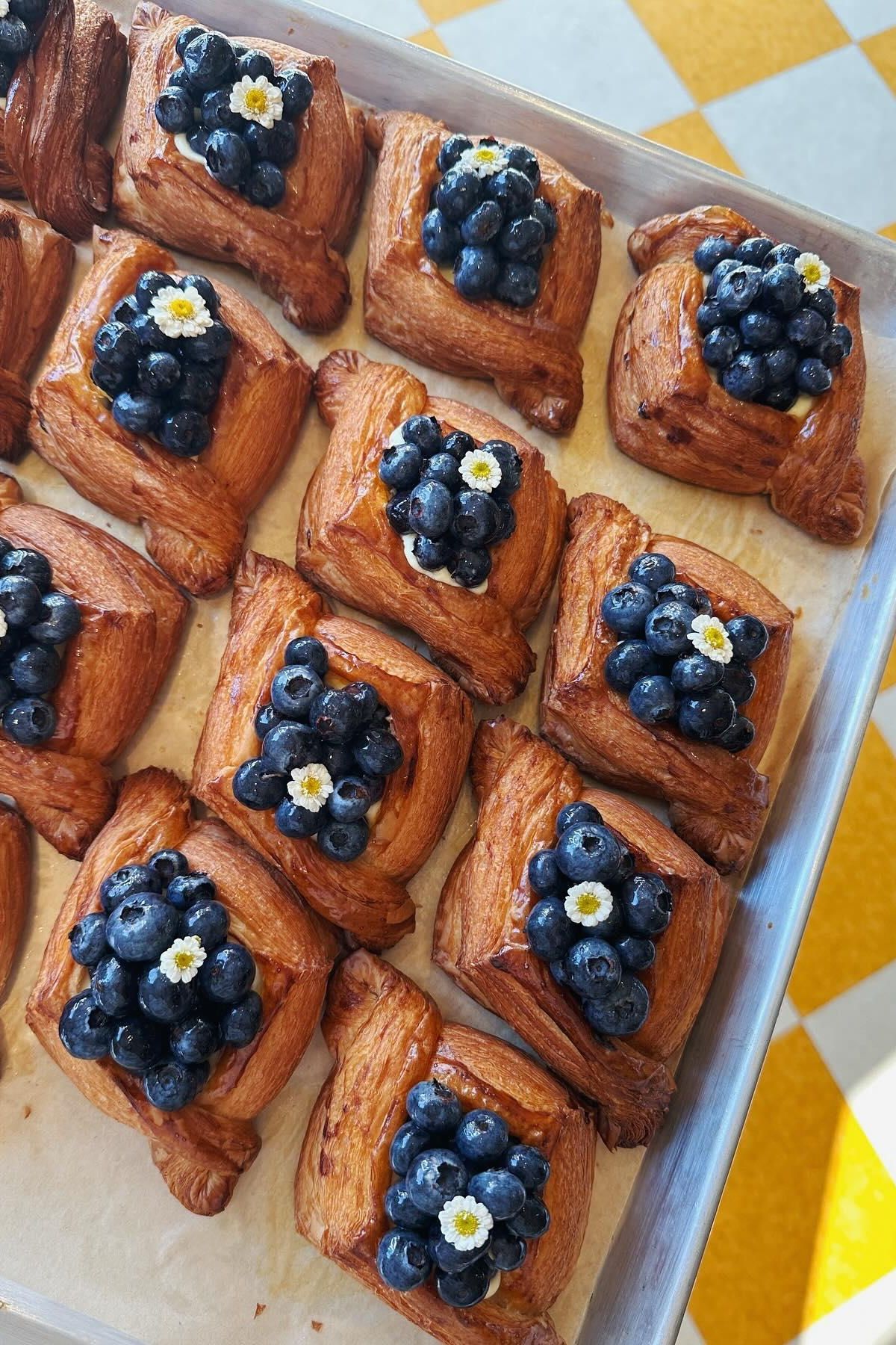 Image may contain Bread Food Brunch Dessert Pastry Berry Blueberry Fruit Plant Produce and Food Presentation