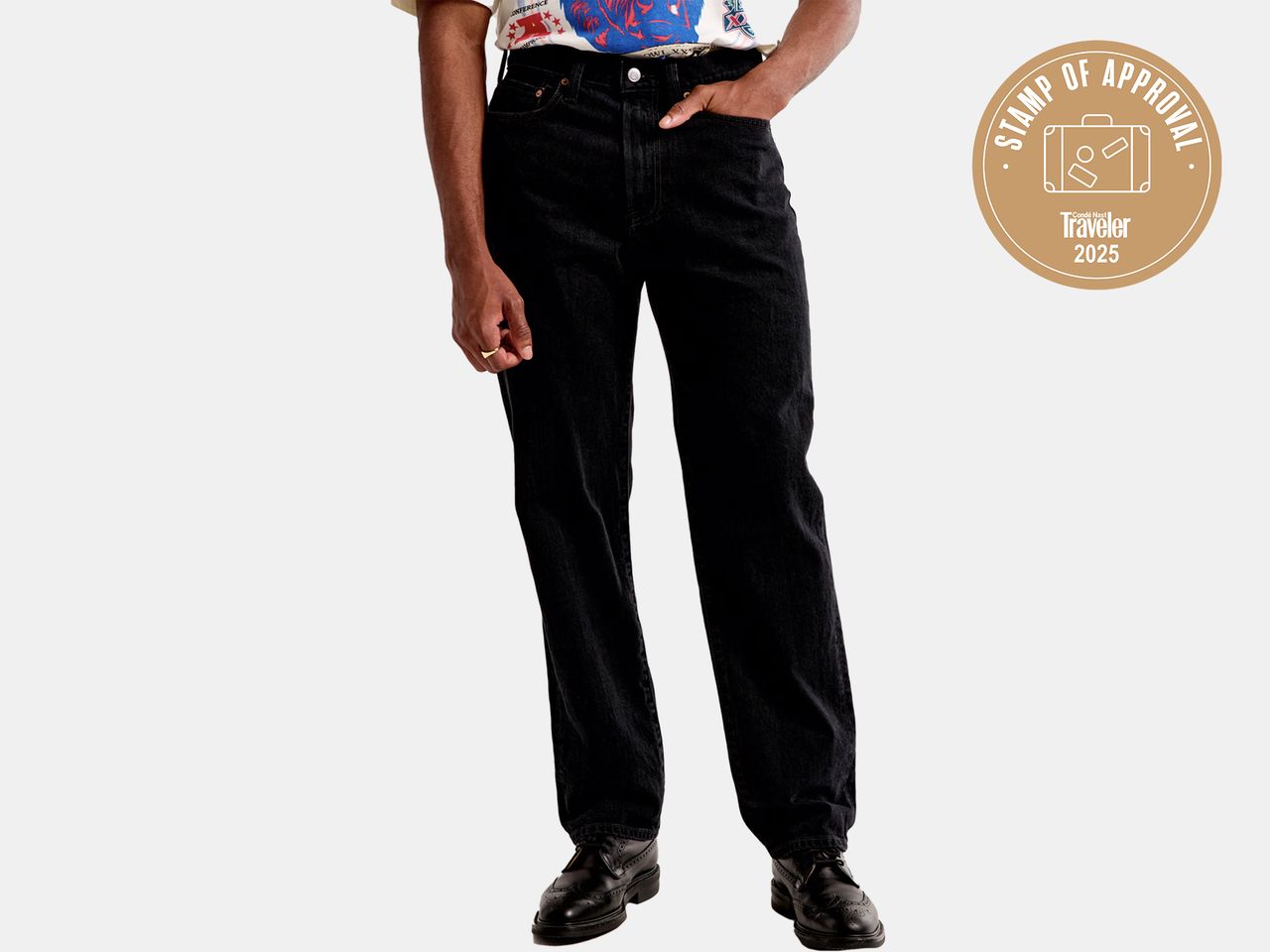model wearing black pants