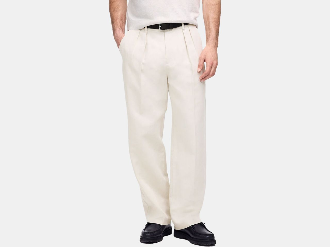 model in white trousers