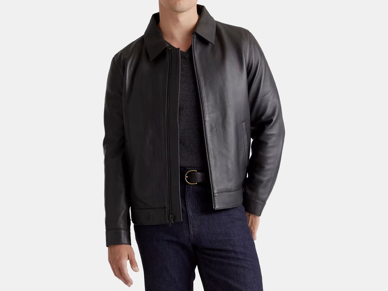 model in black jacket