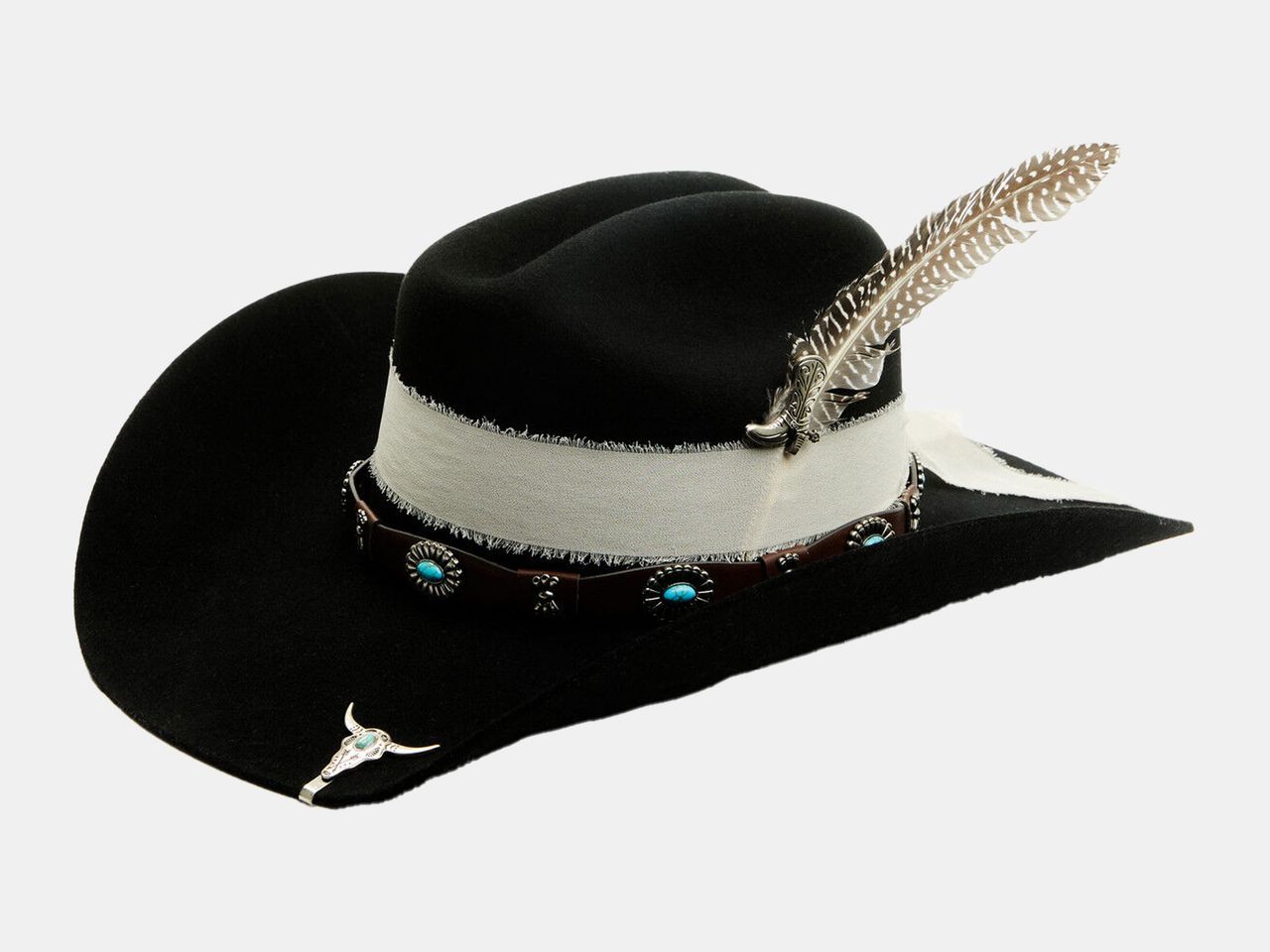 black hat with hat accessories