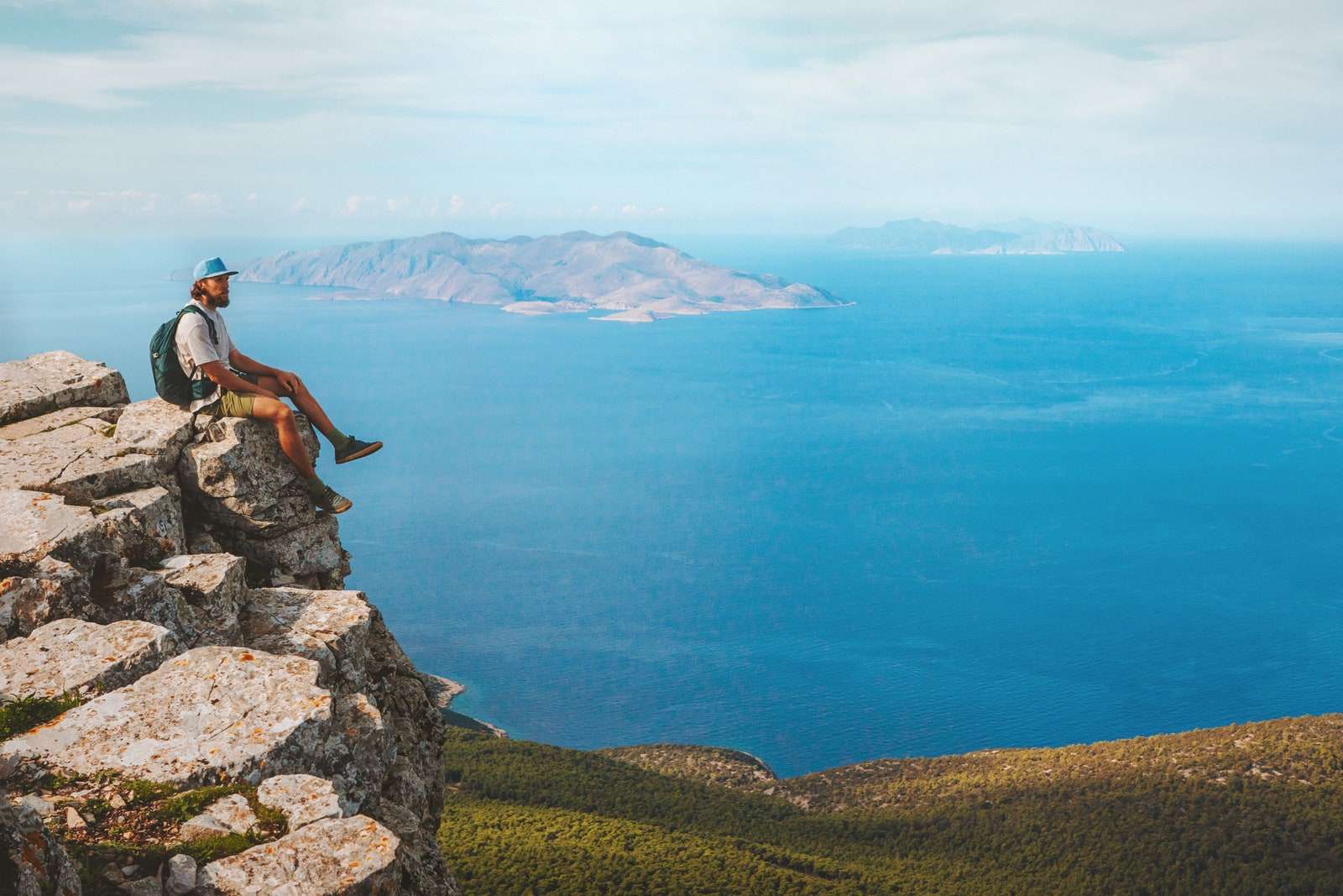 A man hiking in Rhodes Greece