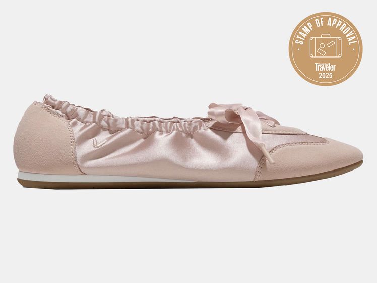 pink silk ballerina flat