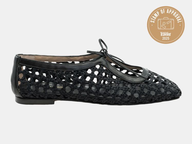 black woven ballet flat