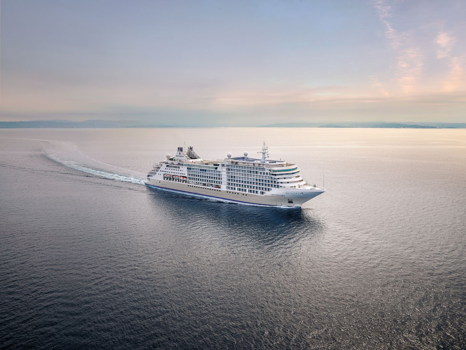 Silversea Silver Dawn cruise ship on the open ocean