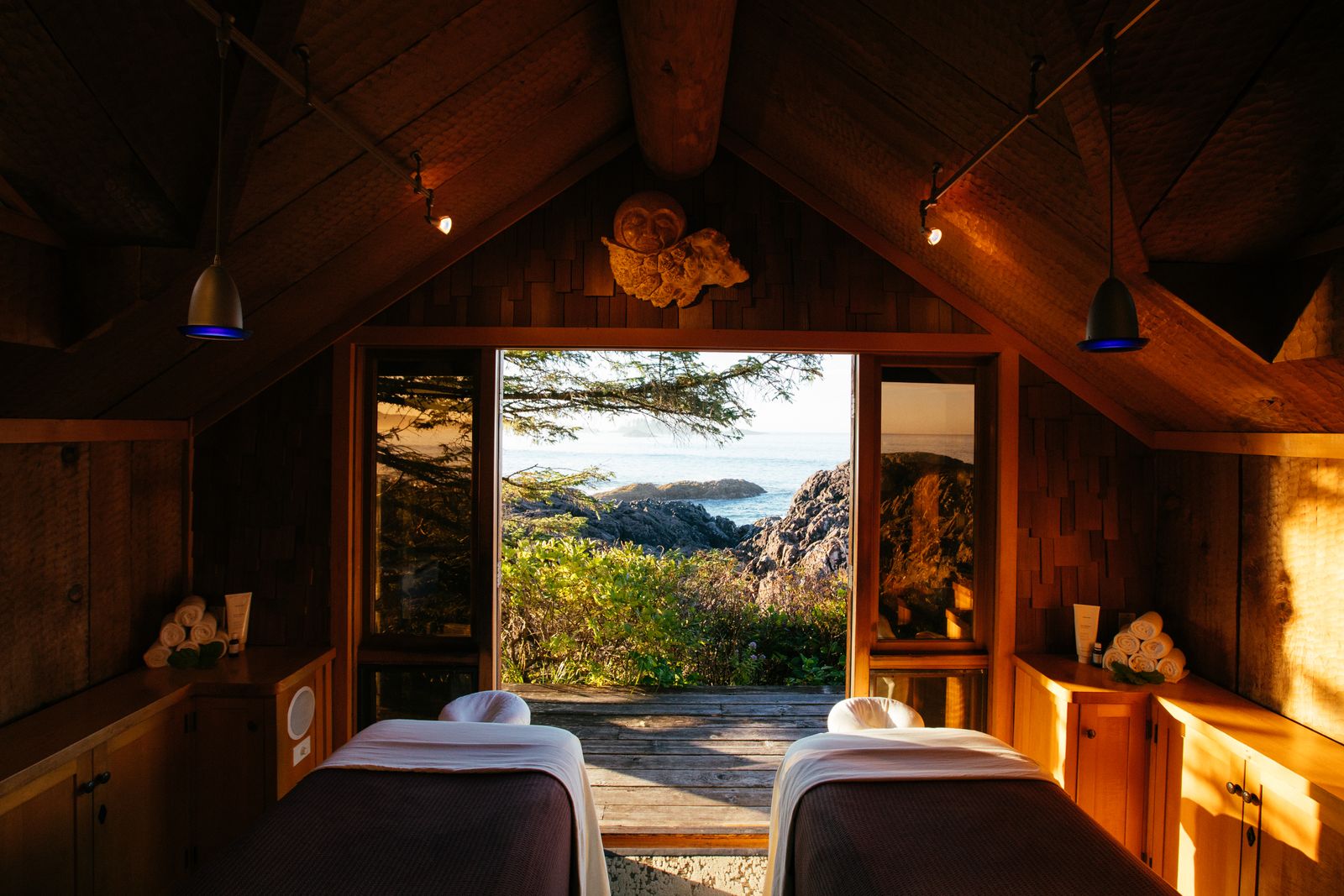 Image may contain Wood Lamp Architecture Building Housing Hardwood Stained Wood Chair and Furniture