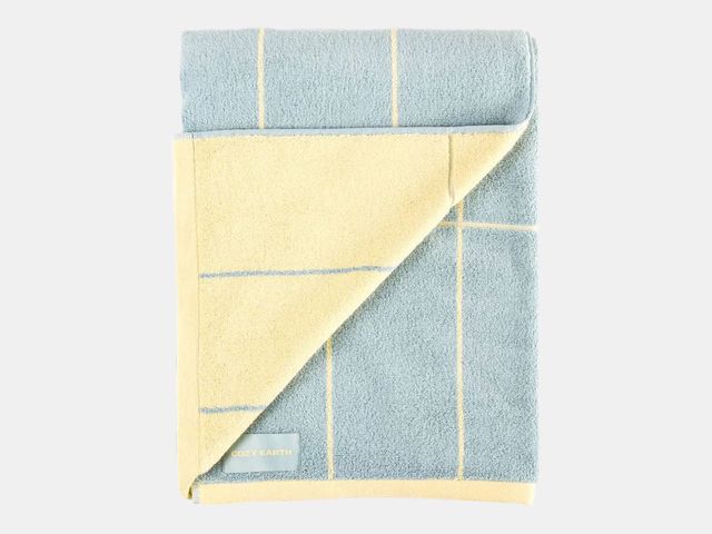 Blue and yellow patterned towel